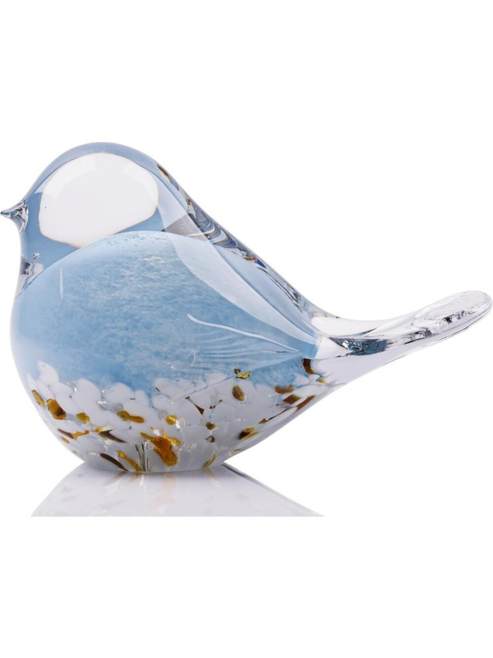 Hand Blown Glass Bird Statue - Collectible Animal Art Paperweight for Home Decor